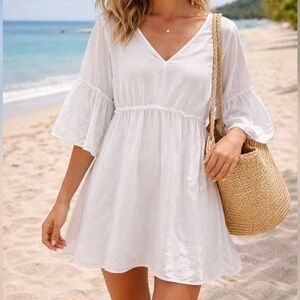 Country Road White Linen Dress